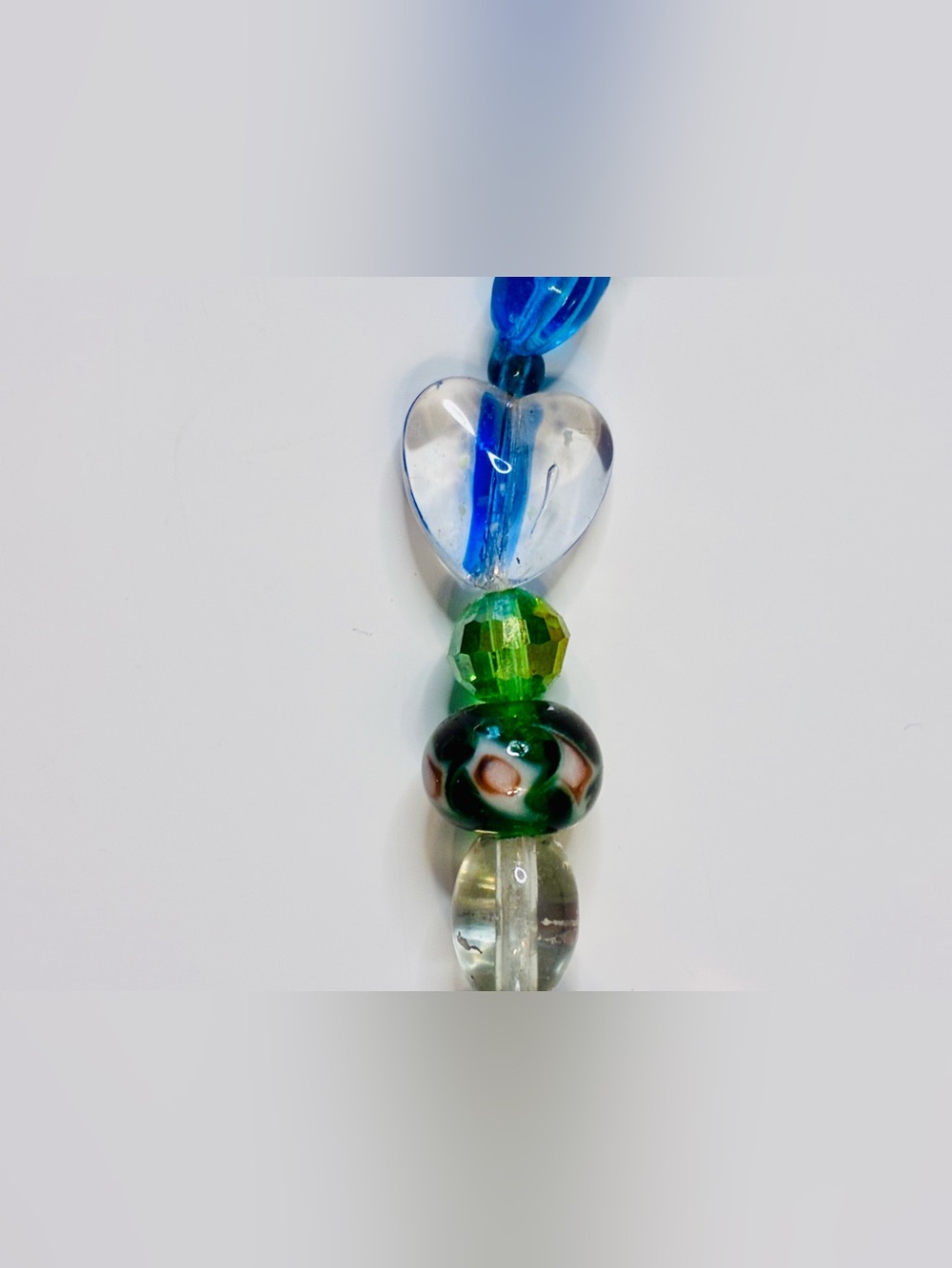 Handmade Blue & Green Beaded Necklace with Floral Accents - Picture 4 of 15